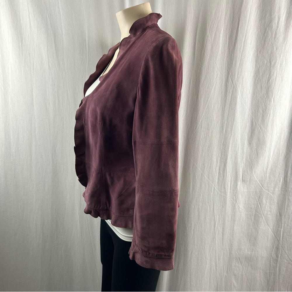 Anne Klein Plum Color Soft Suede Open Jacket 4 - Picture 4 of 11